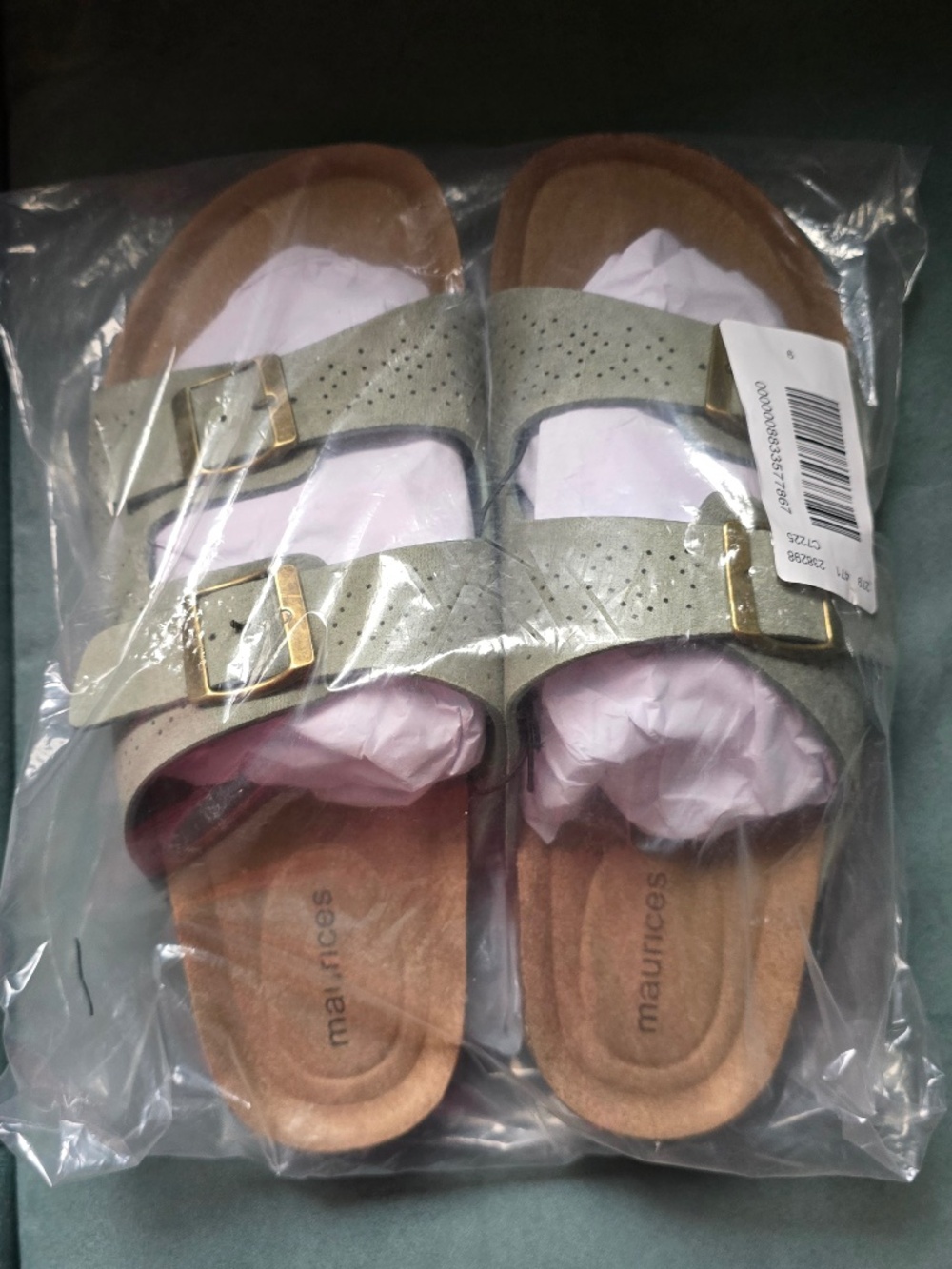 Maurices sz 9 sage green cork sandals NWT